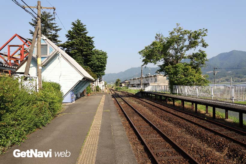 ↑(震災後)中松駅の構内。同駅と高森駅間には本数は少ないながらも列車の運転が始められている