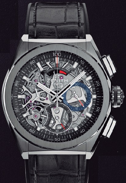 ↑ゼニス「デファイ エル・プリメロ21」124万2000円/Ref.95.9000.9004/78.R582/自動巻き/10気圧防水/直径44㎜、厚さ14.5㎜