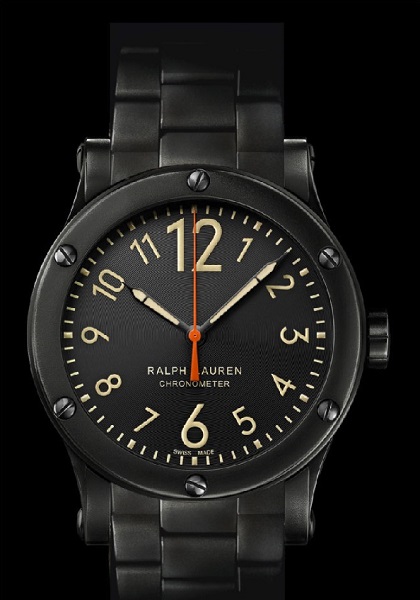 ↑ラルフ ローレン「RL67サファリ クロノメーター45mm エイジング ブレスレット」415,000円(税別)/自動巻き/10気圧防水