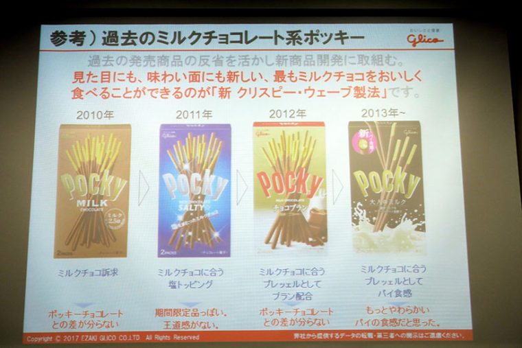 ↑これまでのミルクチョコ系ポッキーの反省点を踏まえたうえで進化させたのが、ポッキー<THE MILK>だ