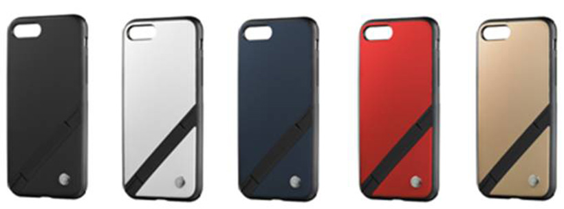 ↑ソフトバンクセレクション「INVOL Stand for iPhone 8/7」 ブラック、ホワイト、ネイビー、レッド、ゴールドの5色展開。実売価格は4104円