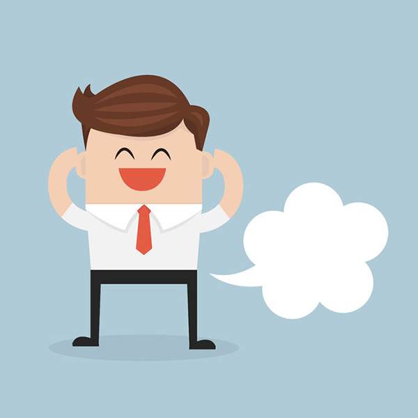 49686069 - businessman farting with blank balloon out from his bottom, flat design. vector