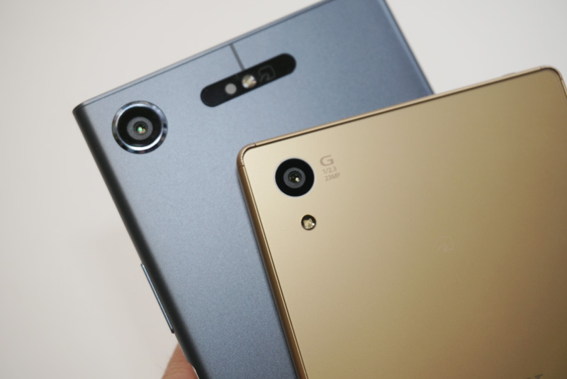 ↑リアのメインカメラユニット。有効画素数はXZ1が1920万画素、Z5が2300万画素