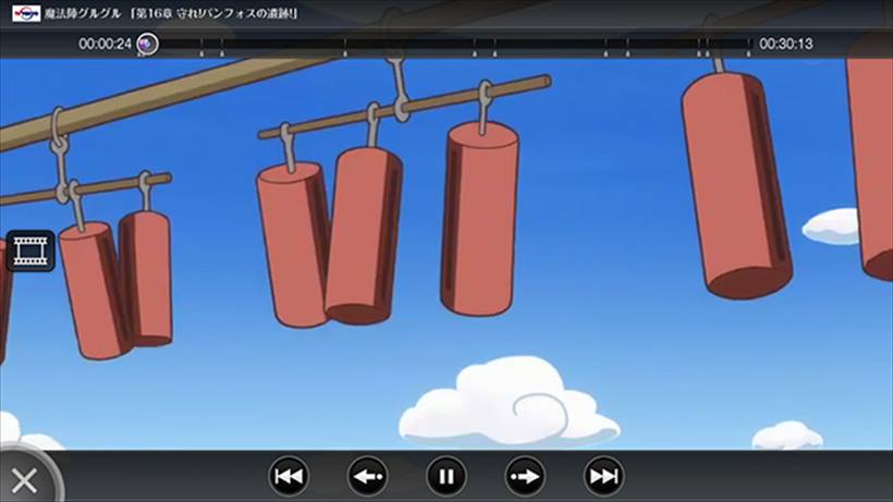 ↑スマホに書き出した番組を再生。CMなどのチャプターが有効なのでスキップ操作も快適です