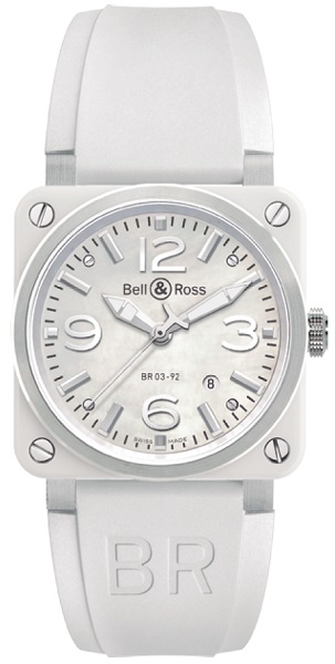 ↑ベル&ロス「BR 03-92 ホワイト セラミック」56万1600円/Ref.BR03-92WC-R/自動巻き/直径42mm