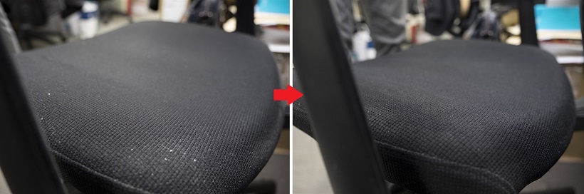 ↑白くホコリをかぶっていたイスの台座が、鮮やかな黒を取り戻しました!