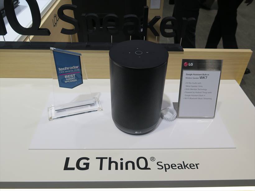 ↑Googleアシスタントを内蔵するスマートスピーカー「LG ThinQ Speaker」も発売予定