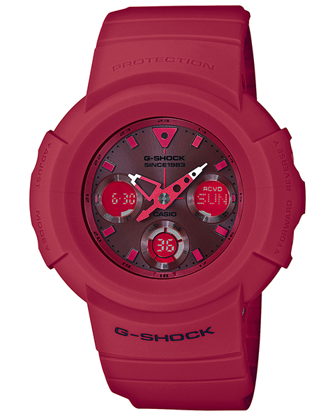 「AWG-M535C」3万240円。G-SHOCK初のアナログ/デジタルコンビネーションモデルのデザインを継承
