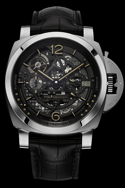 「ラストロノモ – ルミノール 1950 トゥールビヨン ムーンフェイズ イクエーション・オブ・タイム GMT チタニオ – 50mm」Ref.PAM00920