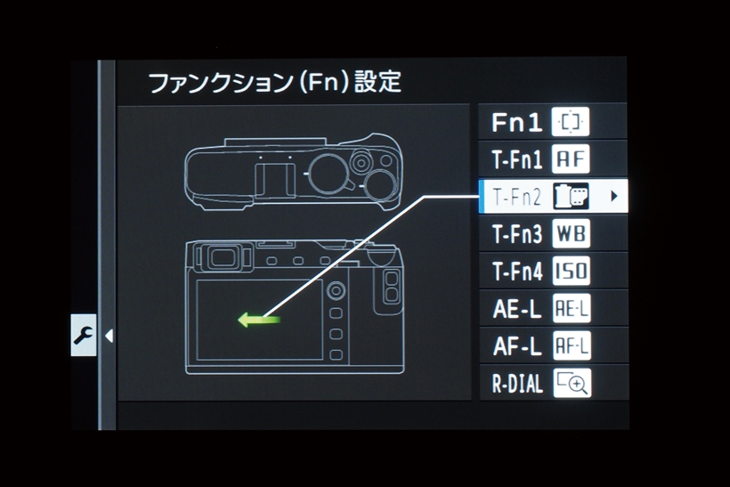 ↑ファンクション設定により、各種ボタンの機能割り当てが変更できる。上下左右のフリック操作で呼び出せる機能も変更可能