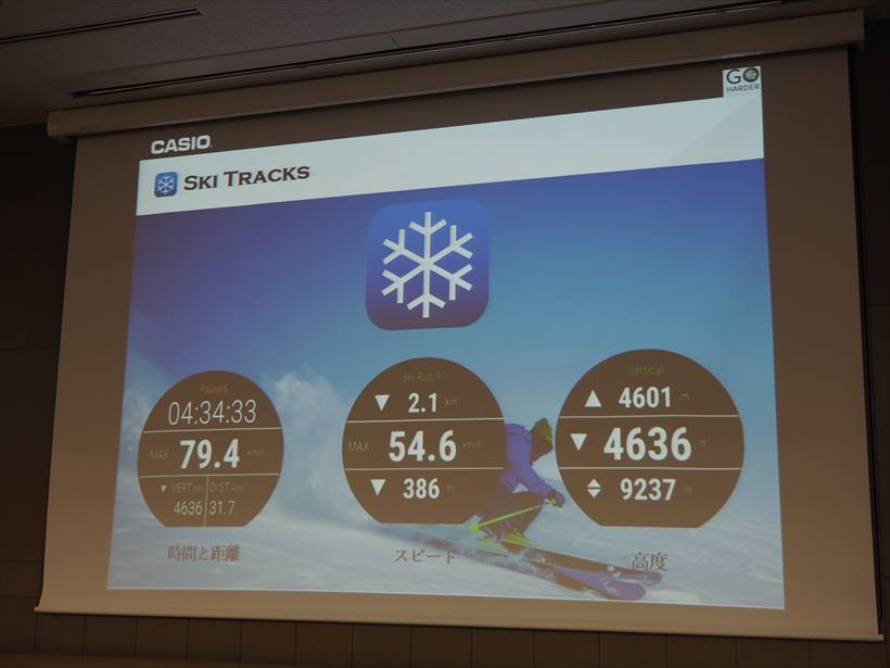 ↑「Ski Tracks」で自分の滑走スピードが見られるのは、これまでにないスキー・スノボの新しい楽しみ方。友人と競い合うのも面白そう