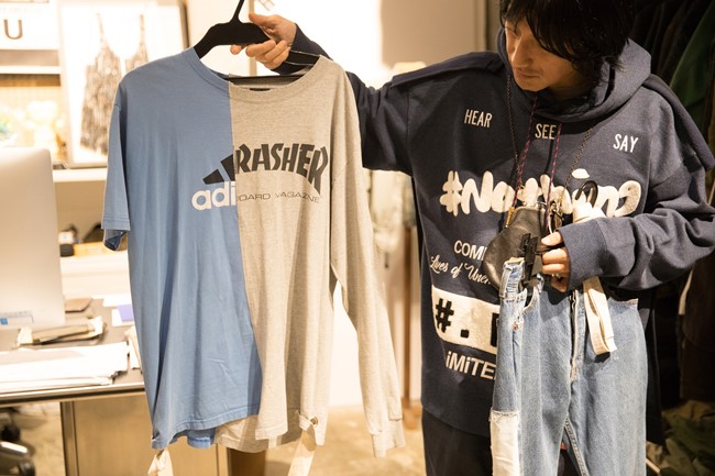 「モディファイド」のリメイクコレクションにはこんな型破りな作品も。これも素材が古着だからこそ生まれるカタチだ