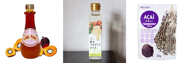 ↑「人の皮脂にあるのと同じ脂肪酸《パルミトレイン酸》の多く含まれたマカダミアナッツオイルや、アサイーパウダーもおすすめです」