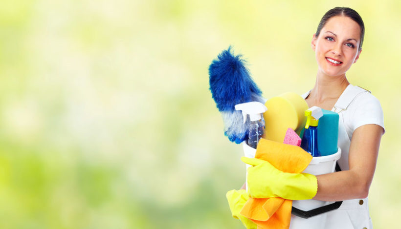 45284984 - young smiling maid. house cleaning service concept.