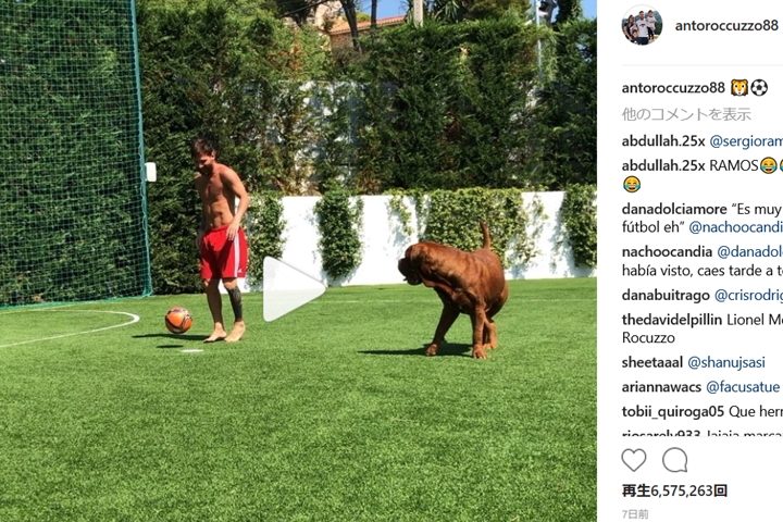 メッシが犬とサッカーをするとこうなる！なんと動物相手に“無双”