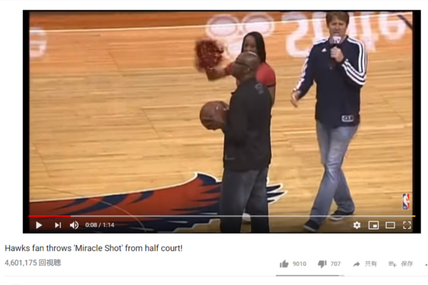 【必見オモシロ動画】ハーフコートから片腕ショットを放ち…“超ミラクルシュート”が決まる瞬間