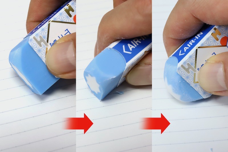 ↑消しやすいカドを使っていくうちに、自然と全体が削られていって……
