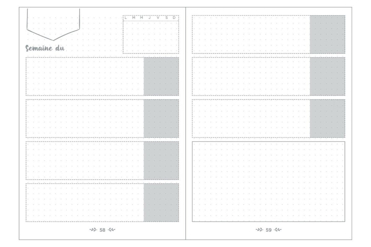 ↑週間のスケジュールなどを書き込むための「ウィークリーフレーム」は5週間×12か月分を用意