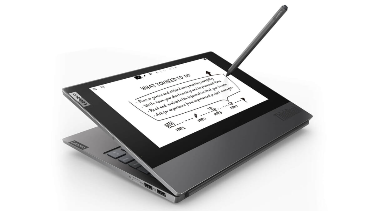 天板に多機能E Inkディスプレイ搭載! 手書きだけじゃない新スタイルPC「ThinkBook Plus」