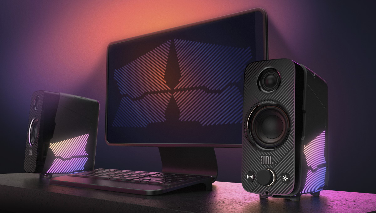 2Wayバスレフの本格仕様でリアルな音質! JBL初のゲーミングスピーカー「JBL Quantum DUO」