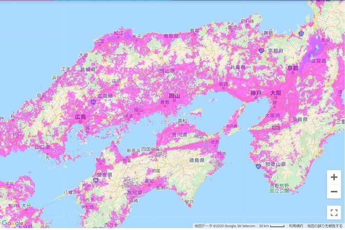 WiMAX エリアマップ