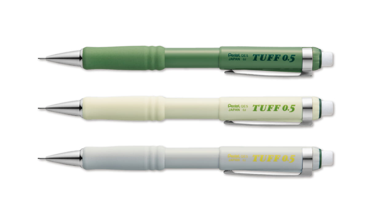 アースカラーが新鮮! “書く”も“消す”も1本で完結する大型消しゴム付きシャープペン「TUFF(タフ)」に新色登場