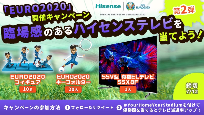 大画面4K有機ELテレビが当たる！ Twitterで「EURO 2020」開催キャンペーン実施