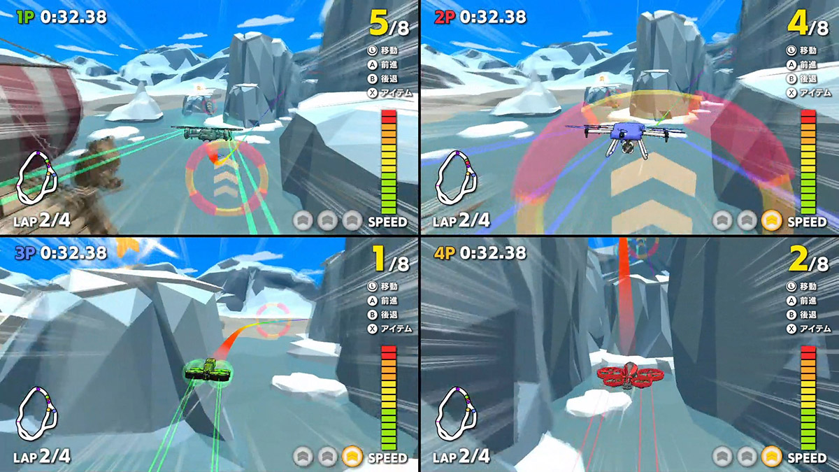 ニンテンドースイッチで高速ドローンレース！ Joy-Conおすそわけで4人プレイも可能「ハイパードローンX」