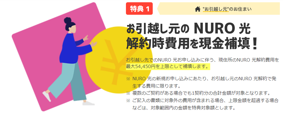 引越し元の契約解除料や工事費の残債が実質無料