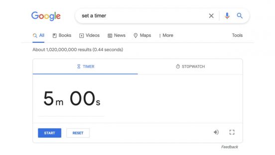 知らない人多いかもしれないけど、Google 検索のタイマー／ストップウォッチが復活しました
