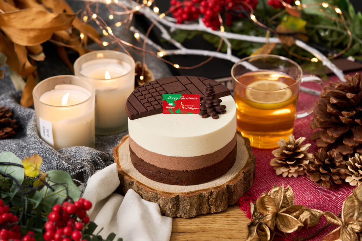 1種のカカオ豆で個性の異なる5層のチョコレートを表現！ 毎年完売の「Minimal クリスマスケーキ -2022-」予約受付中