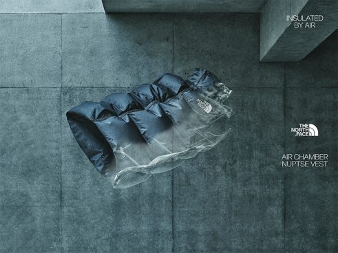 衣服内に空気を取り込むテクノロジーを採用した、ザ・ノース・フェイス「エアー チャンバー ヌプシ ベスト」