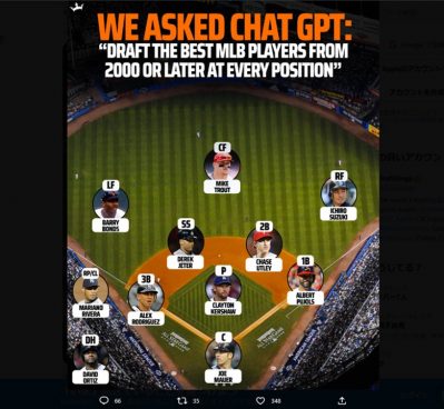 ChatGPTが選出したMLBベストナインが話題！ 右翼にはイチローの名前も