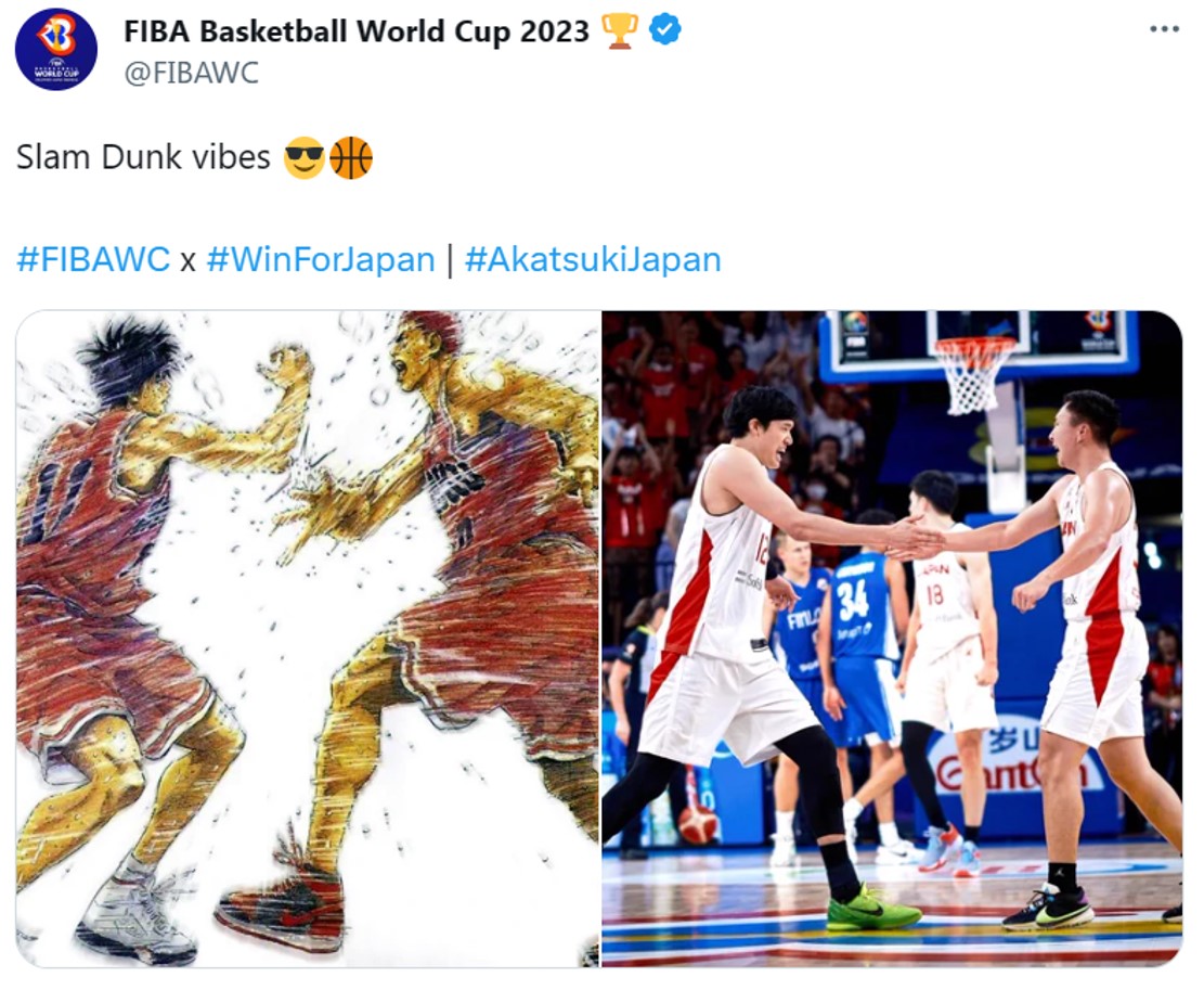 スラムダンクの名シーンと一緒…FIBA公式の“粋なSNS投稿”が反響。原作者も歴史的勝利を祝福