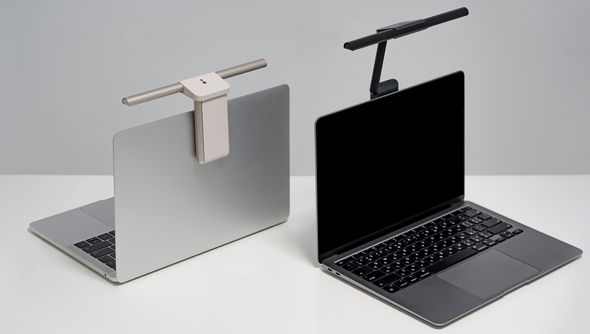 ノートPCに貼り付けて使える充電式のLEDライト「LaptopBar」