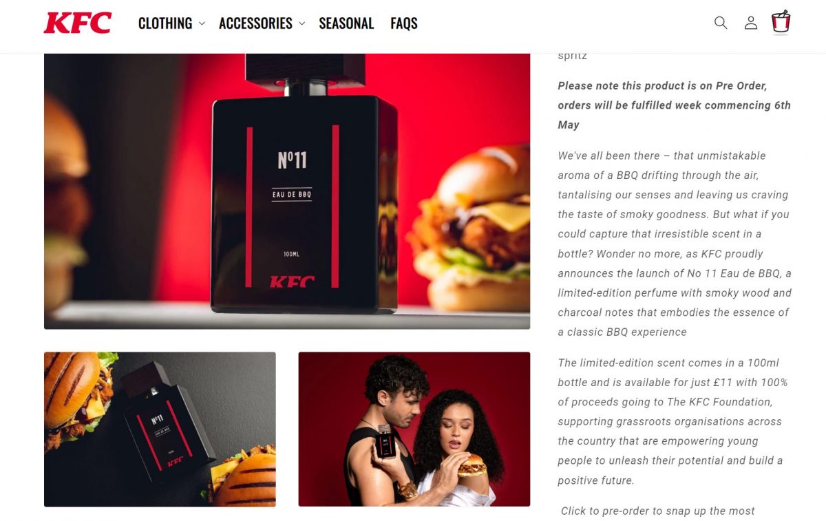英KFC、「バーベキューの香水」を販売！ 評論家も予想外の香りとは？