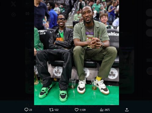 「スニーカー発売されるまで貯金する！」 NBAファイナルを観戦するトラヴィス・スコットの足元が話題に
