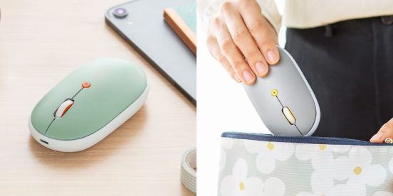 フラット形状とスモーキーな色がカワイイ！ 薄くて軽い充電式ワイヤレスマウス