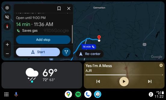 Android Auto版「Googleマップ」、タッチ画面に「経由地を追加」ボタンを新設！