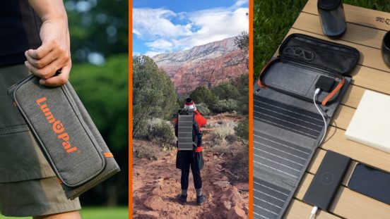 畳むと手のひらサイズのソーラーパネル！ 災害時の電力確保に「LUM POCKET」