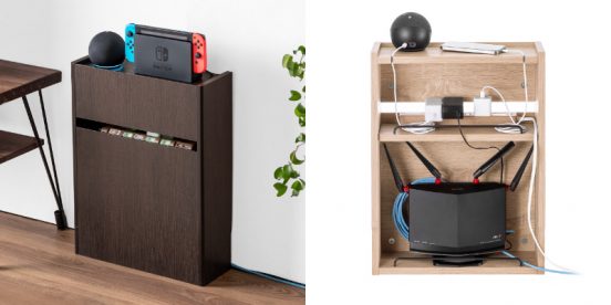 ルーターや電源タップをまとめて隠せる！ 木製ケーブルボックス「200-CB061シリーズ」