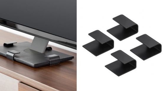 工具不要、震度6強クリアの転倒防止ストッパー！65型までの大型テレビ・モニターに使える「200-QL022」