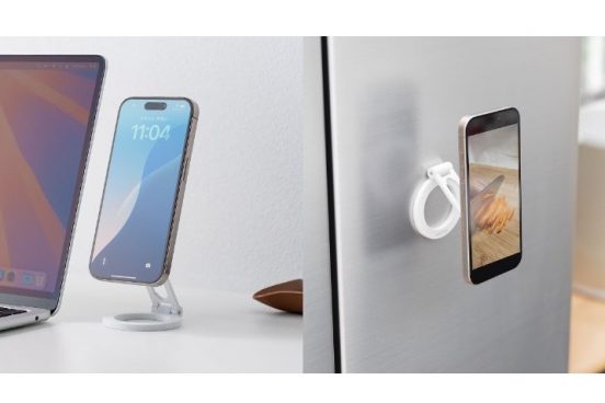 置いても貼ってもOK！ マグネットでピタッとくっつく新発想のスマホスタンド