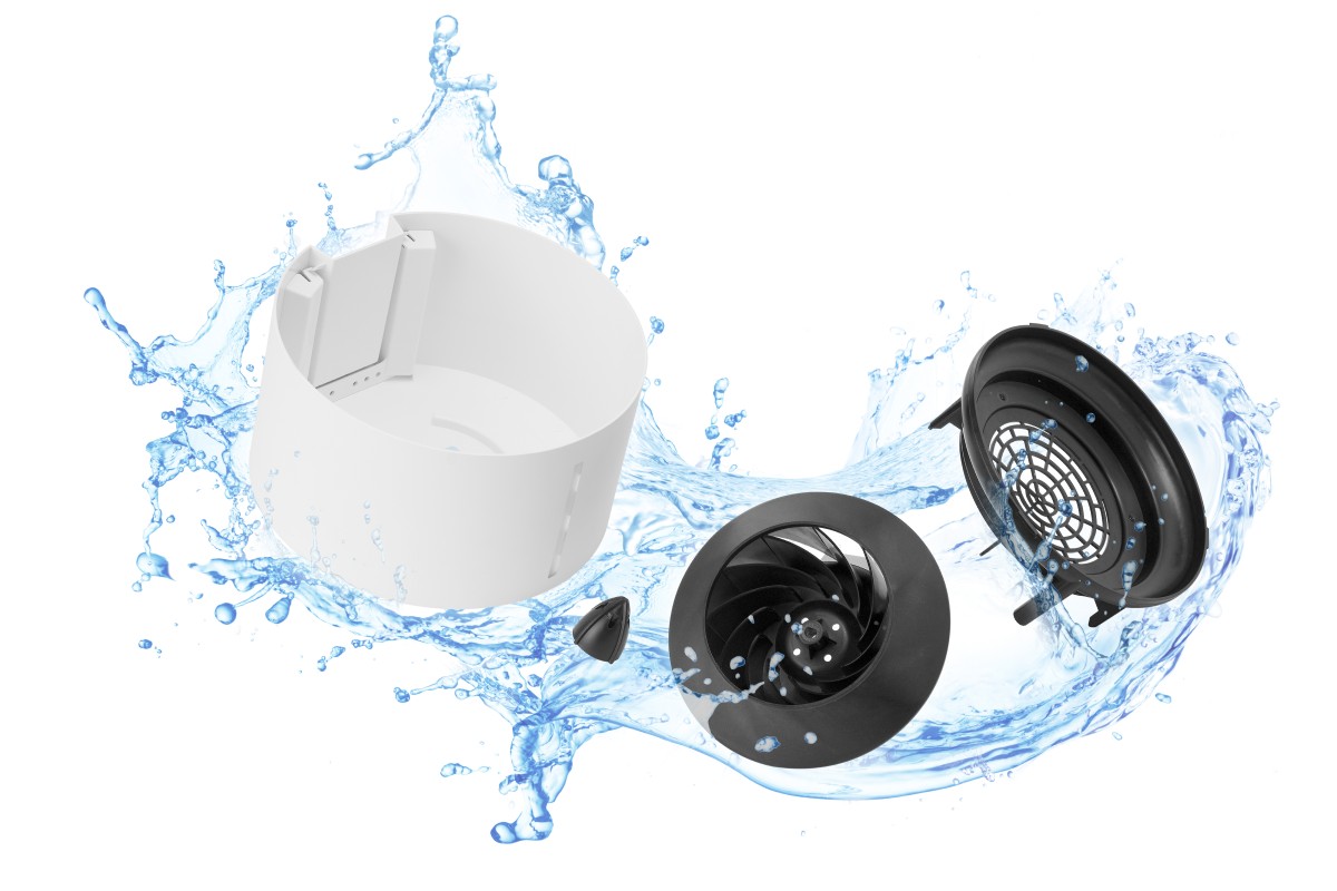 アイリス初！ ファンまで取り外して水洗いできる「気化式加湿器 enemist（エネミスト）」