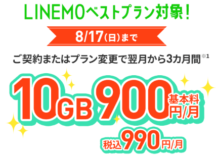 LINEMO夏の週獲得祭8月