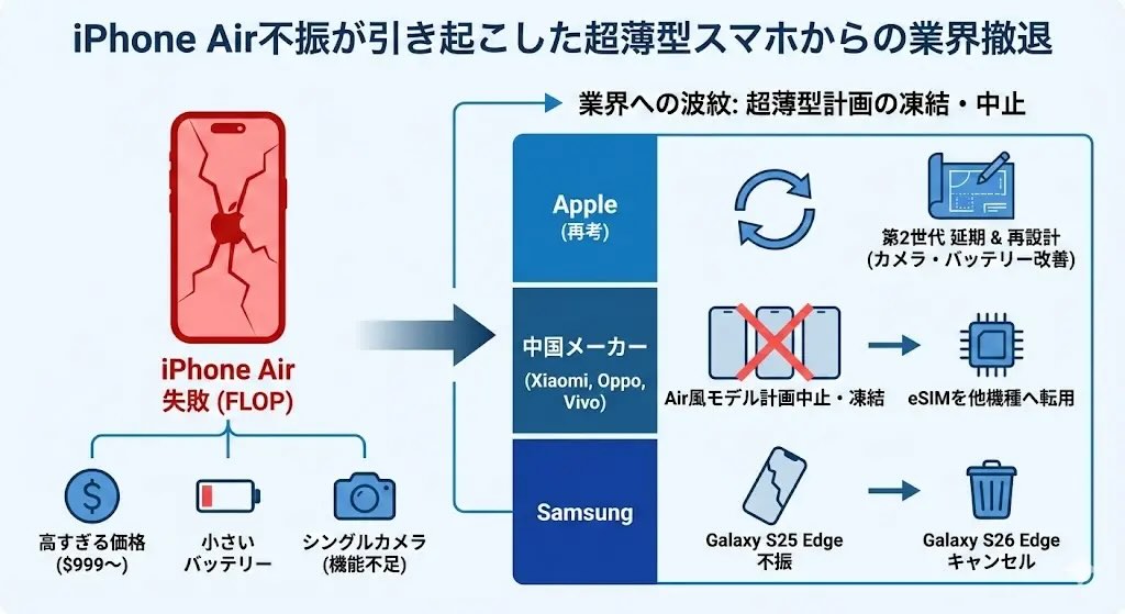 iPhone Airの販売不振、中国メーカーにも影響