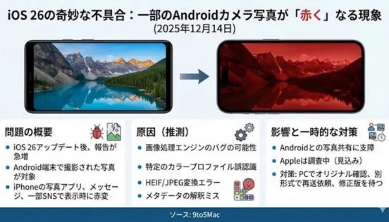 Androidで撮影した写真が赤くなる！ iPhoneで謎の現象が発生