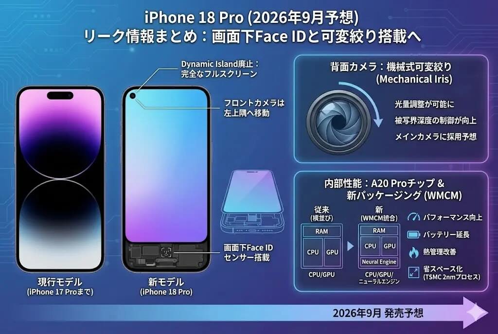 次期iPhone 18 Pro、フロントカメラを脇に追いやって何するつもり？
