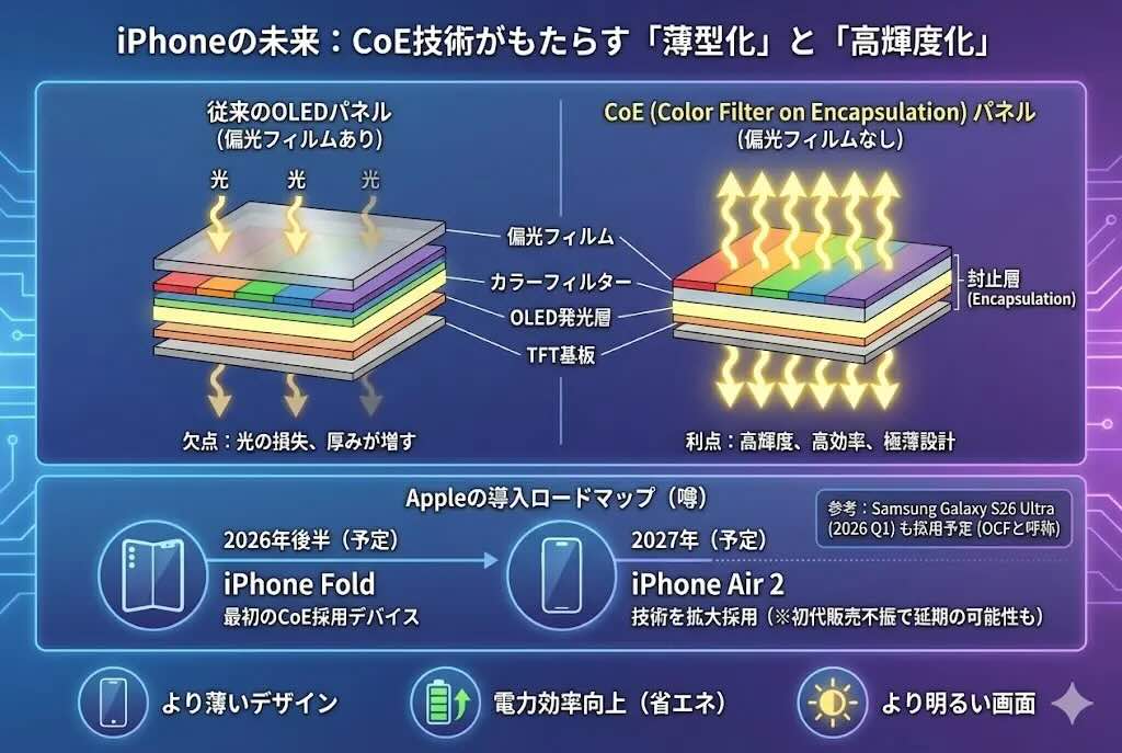 折りたたみiPhoneで初導入？ 薄さ・省エネ・明るさを変える新技術とは