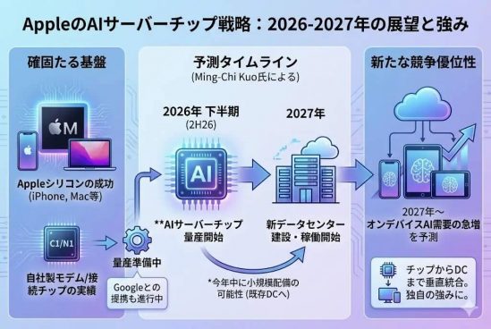 アップル、新AIチップとデータセンターの創出で競争力アップ？